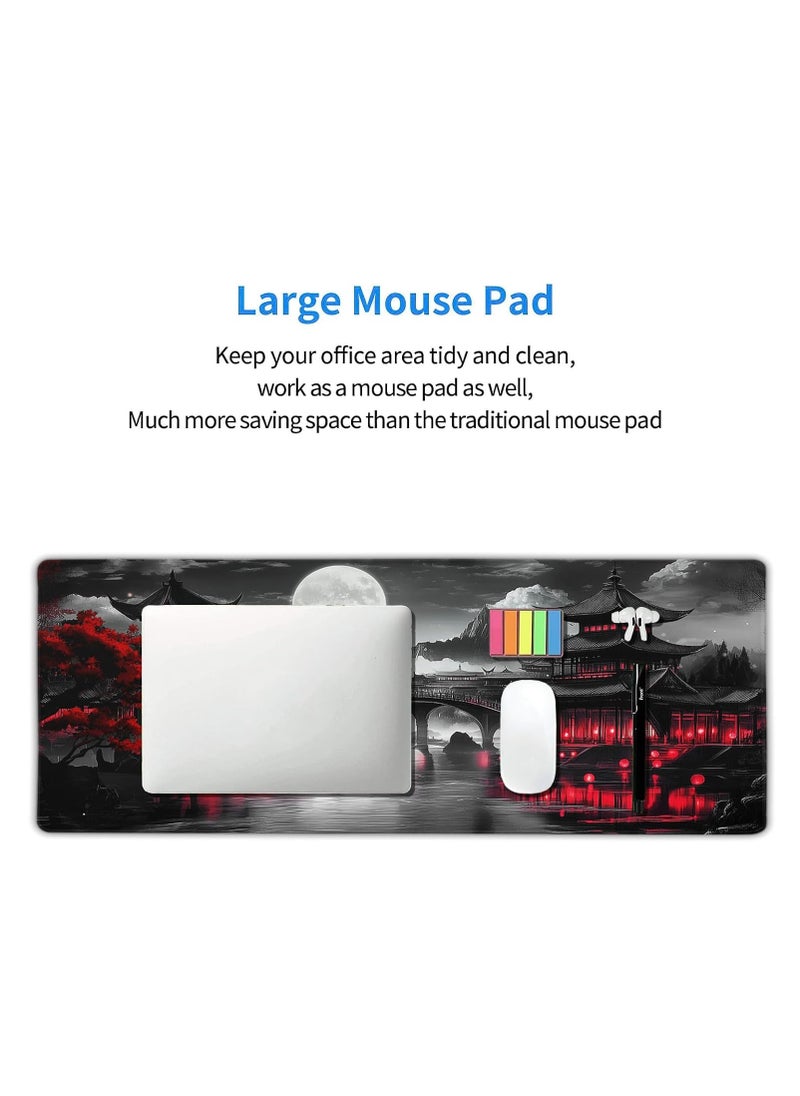 Japanese Riverside Gaming Mouse Pad for Keyboard & Mouse (70 X 30 cm ) - Desk Mat Mousepad L Extended Size - Anti Slip Rubber Base - Stitched Edges - Waterproof - Speed Edition