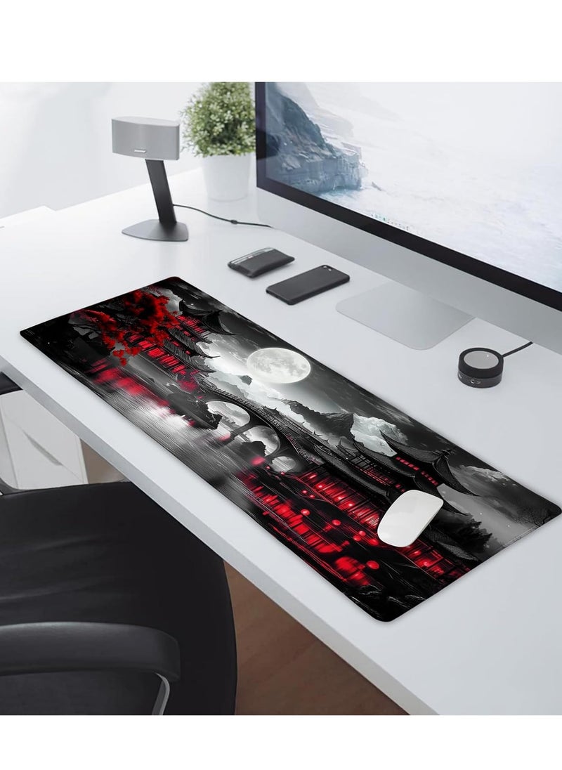 Japanese Riverside Gaming Mouse Pad for Keyboard & Mouse (70 X 30 cm ) - Desk Mat Mousepad L Extended Size - Anti Slip Rubber Base - Stitched Edges - Waterproof - Speed Edition