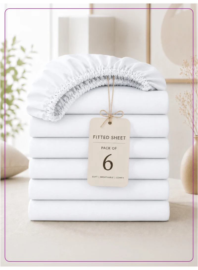 Donetella King Fitted Sheets 180x200 cm – Pack of 6 | OEKO-TEX Certified Brushed Microfiber | Deep Pocket with 360° All-Round Elastic | Ultra Soft, Wrinkle Resistant, Easy Care | Safe for Sensitive Skin