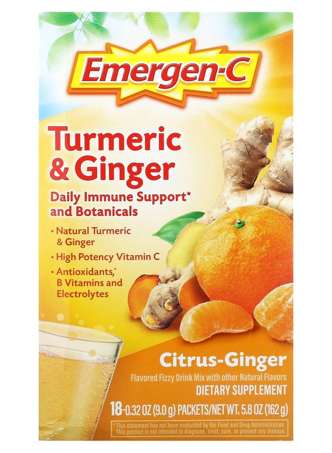 Emergen-C Turmeric & Ginger Citrus-Ginger 18 Packets 0.32 oz (9 g) Each
