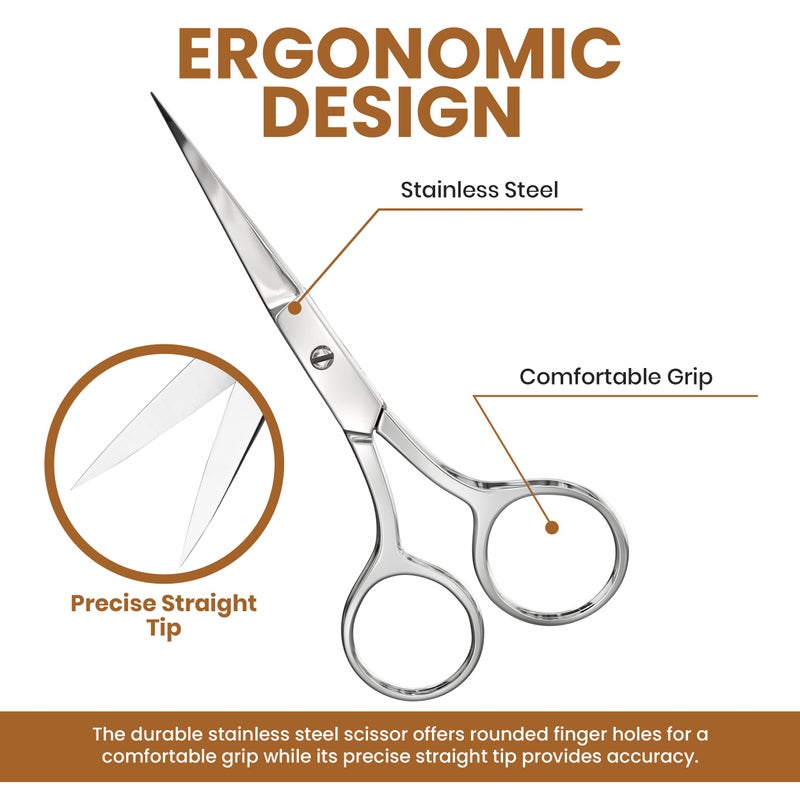 Utopia Care Eyebrow Scissors, Professional Stainless Steel Small Shears for Men and Women Cuticle Nail Scissors, Nose Hair Scissors for Grooming Mustache, Beard, Eyelashes, Ear Hair Trimming, Silver - Image 3