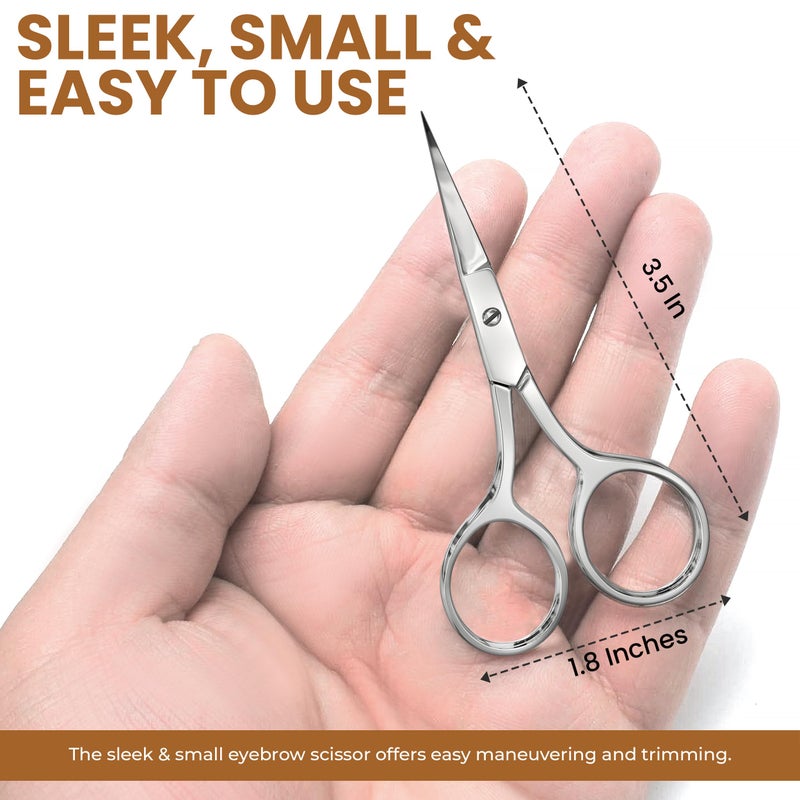 Utopia Care Eyebrow Scissors, Professional Stainless Steel Small Shears for Men and Women Cuticle Nail Scissors, Nose Hair Scissors for Grooming Mustache, Beard, Eyelashes, Ear Hair Trimming, Silver - Image 2