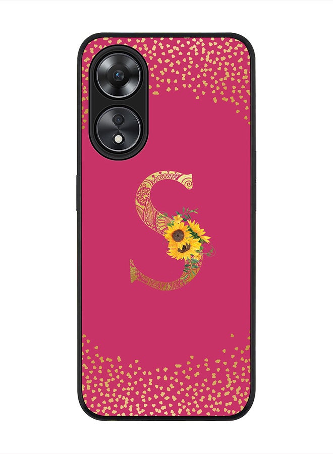 Stylizedd Cover for Oppo A78 5G /Oppo A58 5G Case , Rugged Black Slim fit Phone Cases Custom Monogram Initial Letter Mandala Floral Pattern Alphabet-S (Dark Pink Rose) - Image 1