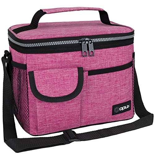 opux Insulated Lunch Bag for Men Women, Leakproof Heather Pink Lunch Box for Work, Portable Soft Lunch Cooler Bag with Shoulder Strap, Adult Lunchbox Lunch Pail for Kid Boy Girl School, 14 Can/8L - Image 1