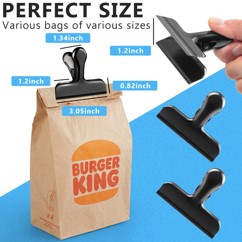 FINDMAG Bag Clips, Heavy Duty Stainless Steel Chip Clips, 8 Pack Food Bags Clamp Great for Kitchen Office to Seal Coffee Bags, Paper Sheets - Pack of 8 - Image 2