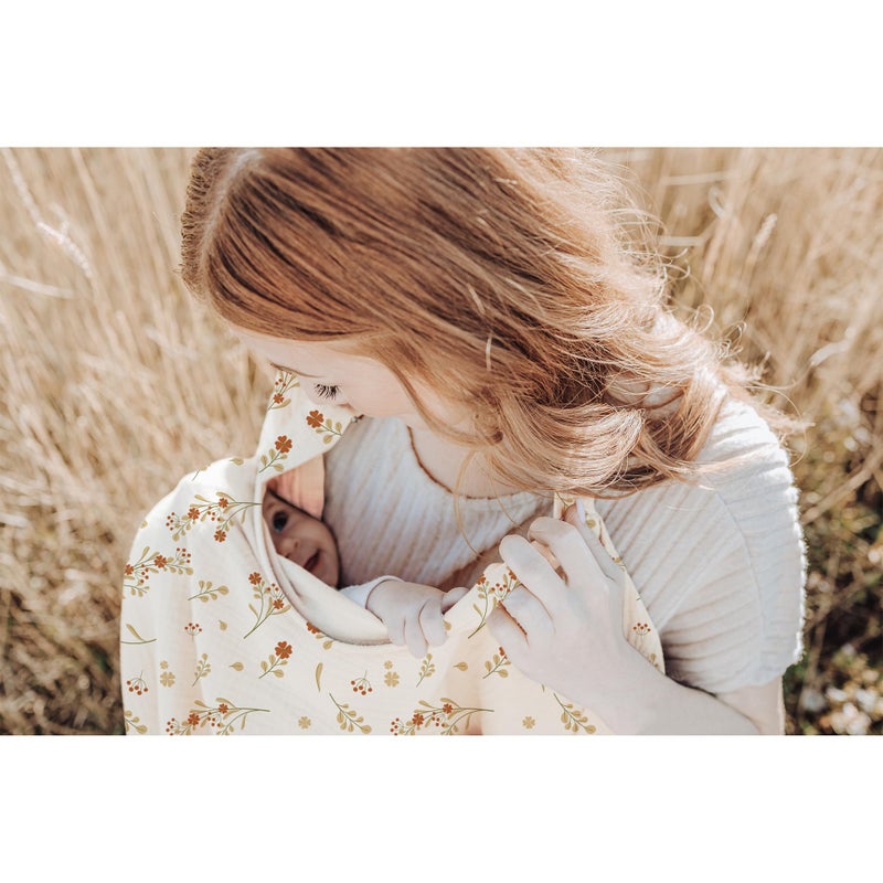 Konssy Muslin Nursing Cover for Baby Breastfeeding, Breathable 100% Cotton Breastfeeding Cover with Rigid Hoop for Mother Nursing Apron, Multi-use Carseat Canopy (Posy) - Image 4