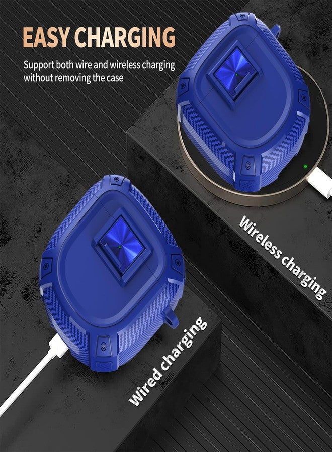 Olytop for New Bose QuietComfort Earbuds II (2022) / Ultra (2023) Case Cover with Lock Clip&Cleaner kit Pen, Rugged Shockproof Protective Hard Skin with Carabiner Men Women for Bose QC 2 - Blue - Image 4