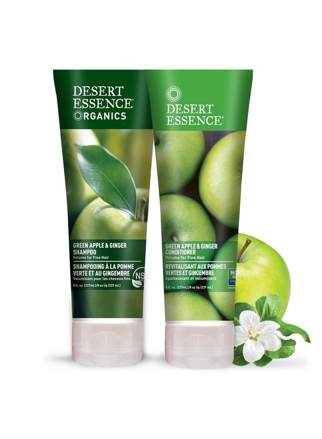 مجموعة شامبو وبلسم Desert Essence Green Apple & Ginger - 8 أونصة سائلة - كثافة للشعر الخفيف - طبيعي - ترطيب عميق - مضادات أكسدة - جذر الماكا - أنعم وأكثر لمعانًا - ناعم وحريريّ - Image 1