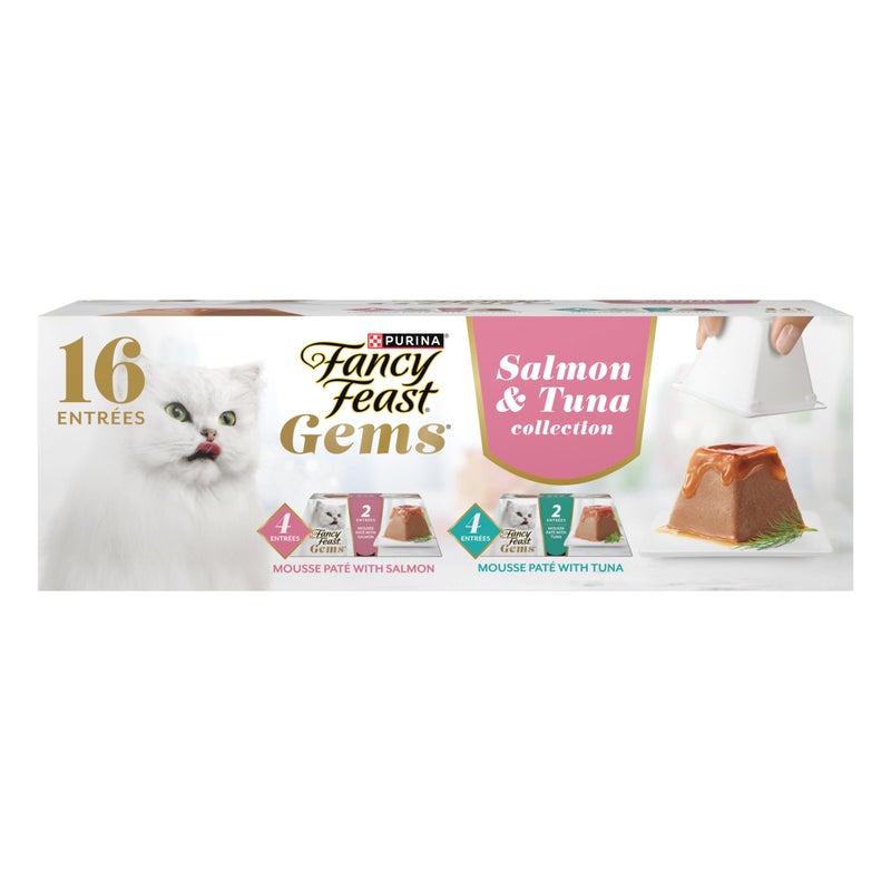 Fancy Feast Gems Pate Cat Food Mousse Salmon or Tuna and a Halo of Savory Gravy Wet Cat Food Variety Pack - (1) 8 ct. Boxes - 8 ct. Box - Image 1
