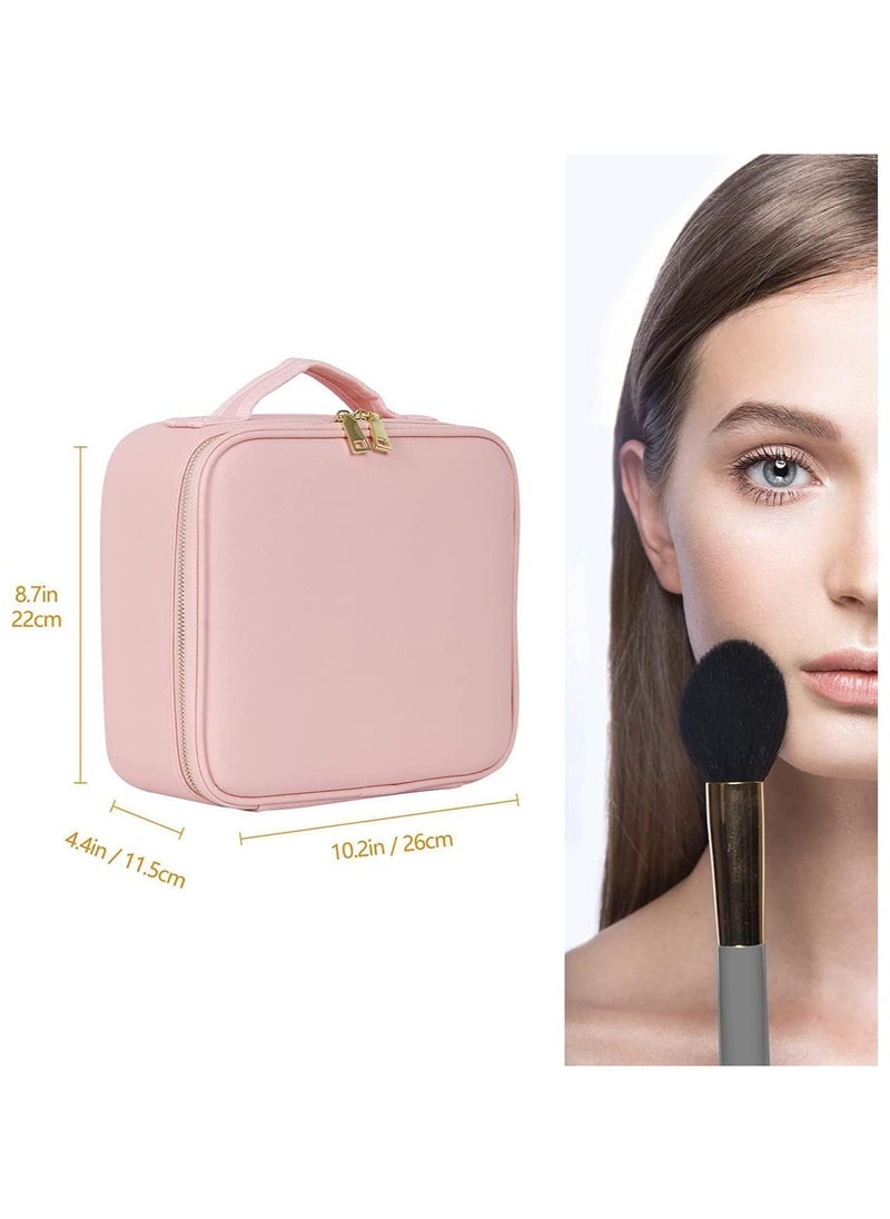 Yameem Yameem Travel Makeup Bag Organizer,Lighted Cosmetic Organizer,Portable Cosmetic Bag,3 Color LED Light Adjustable Storage Divider (Pink)  - Image 1