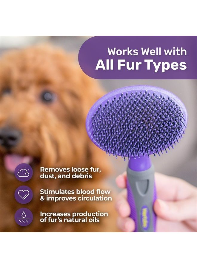 Hertzko Soft Pet Brush With Pins For Dogs, Cats - The Ultimate Dog Brush, Remove Fur, Loose Hair - Comb For Grooming Long Haired & Short Haired Dogs, Cats, Rabbits & More, Deshedding Tool, Cat Brush