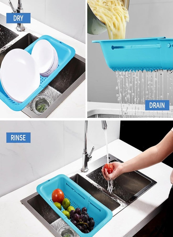 LASSHSWA Collapsible Colander and Strainer for Kitchen, Over the Sink Strainer Basket for Kitchen, Fruit Pasta Food Strainer Expandable Plastic Colander with A Sink Drain Strainer Stainless Steel - Image 3