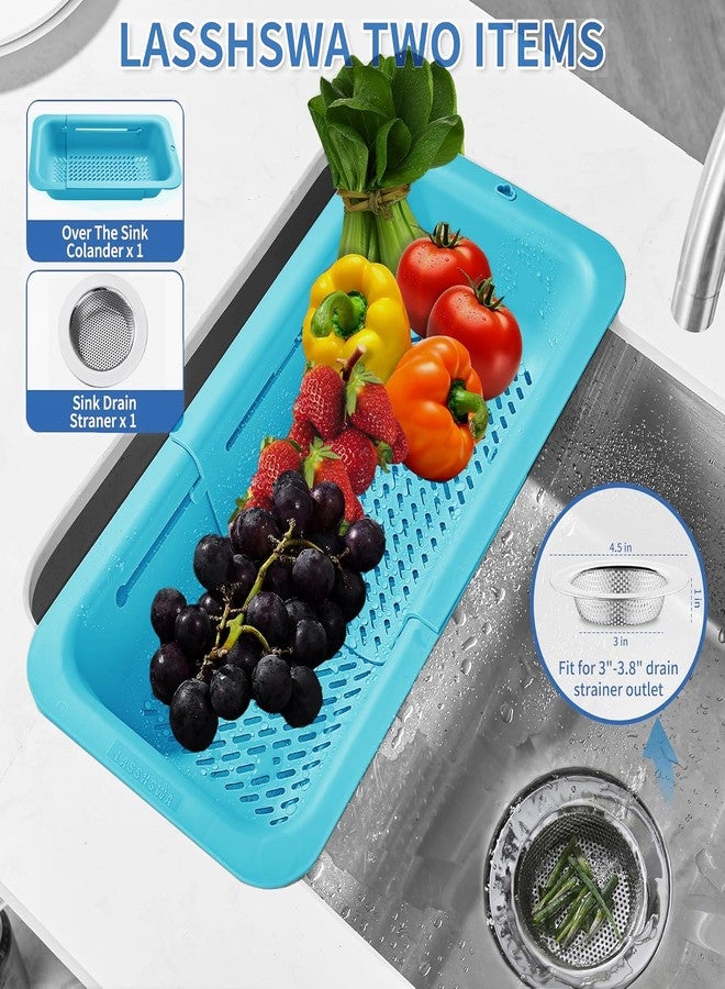 LASSHSWA Collapsible Colander and Strainer for Kitchen, Over the Sink Strainer Basket for Kitchen, Fruit Pasta Food Strainer Expandable Plastic Colander with A Sink Drain Strainer Stainless Steel - Image 2