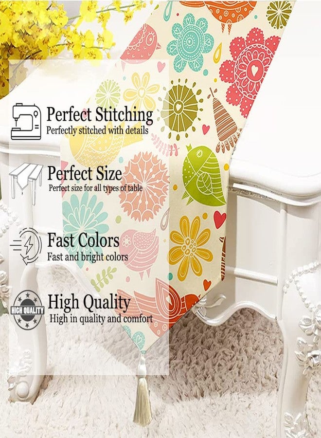 BRICK HOME Floral Printed Poly Cotton 4 Seater Table Runner and Bed Runner (13 x 60 Inches with Tassel) - Image 2