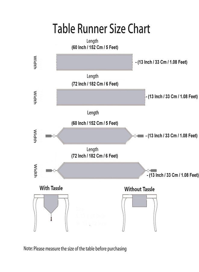 BRICK HOME Floral Printed Poly Cotton 4 Seater Table Runner and Bed Runner (13 x 60 Inches with Tassel) - Image 5