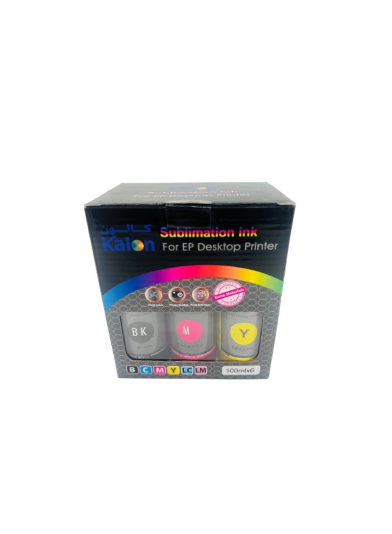 Kalon Kalon 100Ml Sublimation 6 Color Dye Ink refills for Epson printers  for Inkjet Printers, Heat Transfer on Mugs, t-Shirts, Phone Case  Polyester Shirts Bottles Set  - Image 3