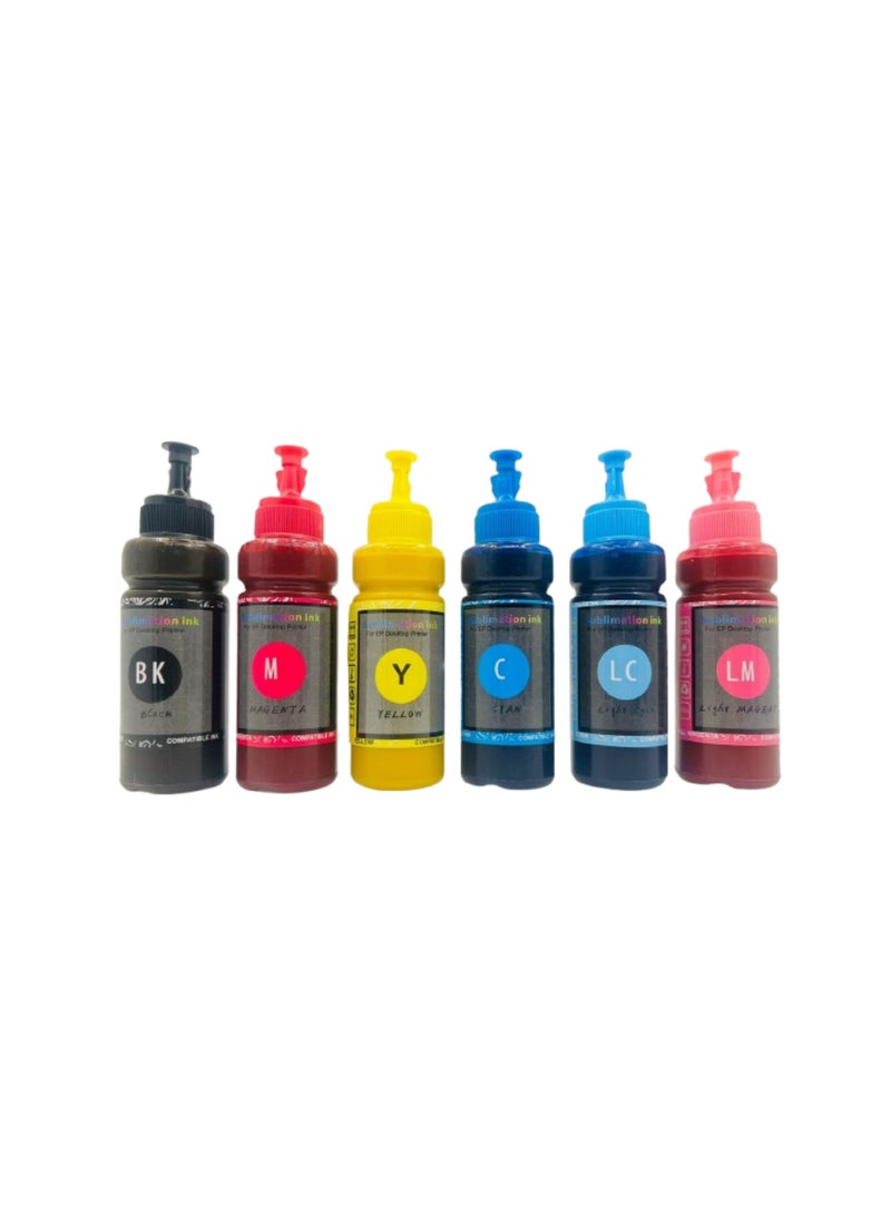 Kalon Kalon 100Ml Sublimation 6 Color Dye Ink refills for Epson printers  for Inkjet Printers, Heat Transfer on Mugs, t-Shirts, Phone Case  Polyester Shirts Bottles Set  - Image 1