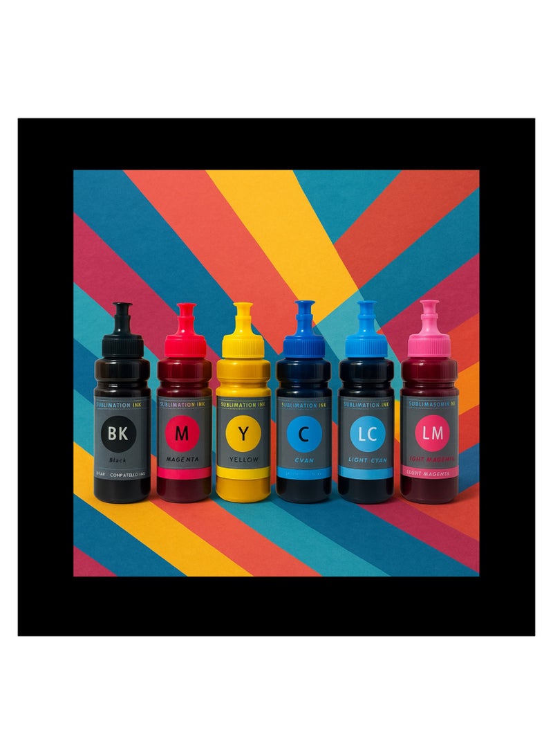 Kalon Kalon 100Ml Sublimation 6 Color Dye Ink refills for Epson printers  for Inkjet Printers, Heat Transfer on Mugs, t-Shirts, Phone Case  Polyester Shirts Bottles Set  - Image 2