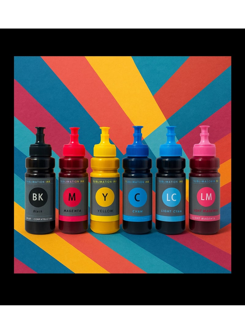 Kalon Kalon 100Ml Sublimation 6 Color Dye Ink refills for Epson printers  for Inkjet Printers, Heat Transfer on Mugs, t-Shirts, Phone Case  Polyester Shirts Bottles Set  - Image 5