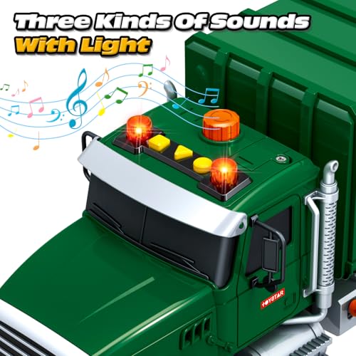 spring flower SpringFlower Toy for 3 4 5 6 7 Years Old Boy,15" Large Garbage Truck Toys for Kids,Friction Powered Garbage Truck with Sound and Light, Trash Bins,Learning Cards,Birthday Gifts for Boys & Girls - Image 5