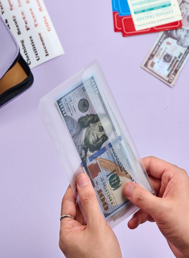 UMSICHT 25PCS A6 Binder Pockets with No Zippers, Zipless Budget Envelopes with Lids, A6 Binder Pouch for 6 Ring Binder, Money Folder Organizer, Clear PVC Savings Challenges Envelopes. - Image 2