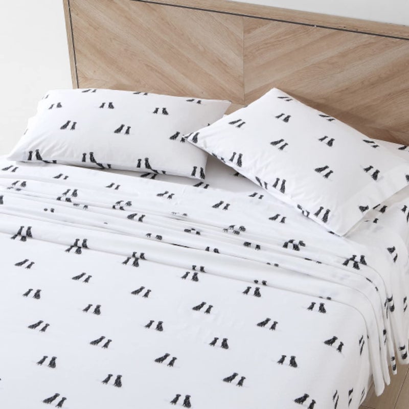 Eddie Bauer - King Sheets, Cotton Percale Bedding Set, Crisp & Cool Home Decor (Labrador Fields White, King) - Image 2