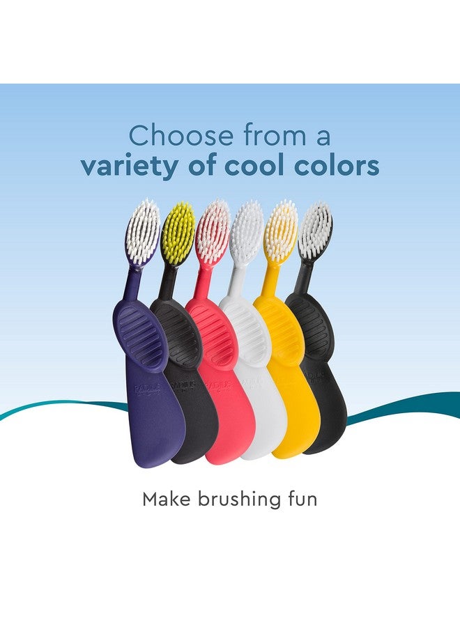 راديوس فرشاة أسنان RADIUS Flex بشعيرات ناعمة، خالية من مادة BPA ومعتمدة من جمعية طب الأسنان الأمريكية (ADA)، مصممة لتحسين صحة اللثة وتقليل المشاكل - لليد اليمنى - لون بطيخ/أبيض - عبوة من قطعة واحدة - Image 4