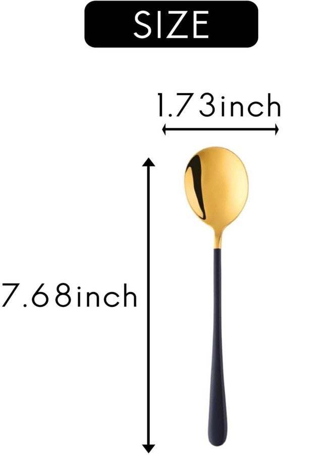 NAIDEV Stainless Steel Long Handle Spoon Korean Spoon Set for Home Kitchen or Restaurant Kitchen Utensil Eating Tableware Cutlery Goldware Dishwasher Safe Tea Spoon Use for Home,Restaurant (Set of 8) - Image 2