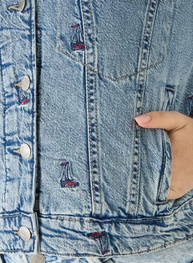 Lee Cooper Lee Cooper Embroidered Button Through Jacket with Pockets