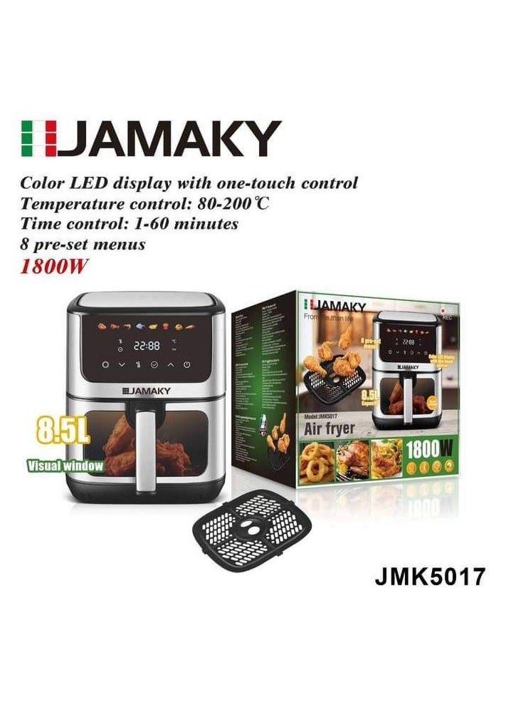 JAMAKY Italy Jamaki Digital Air Fryer 5.8L 1800W JMK5017 Cooks food without healthy oil Makes your food fat free Silver 