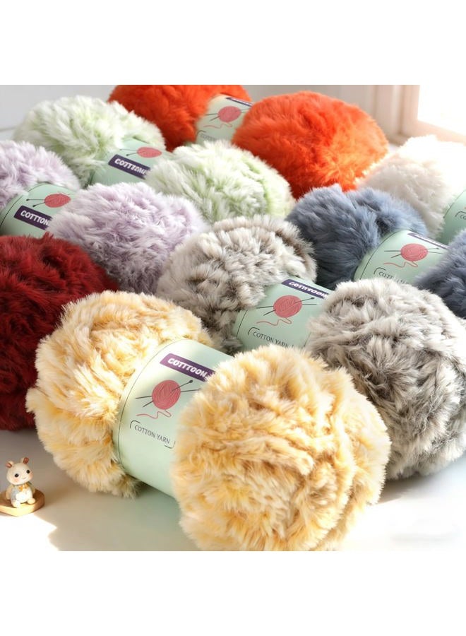 DAERBOF 2 Pack Soft Fur Yarn Fuzzy Fur Yarn Chunky Fluffy Faux Fur Yarn Eyelash Yarn Cream Fur Yarn for Crochet Blanket 71 yds 3.5 Oz Each Skein (Pure White) - Image 5