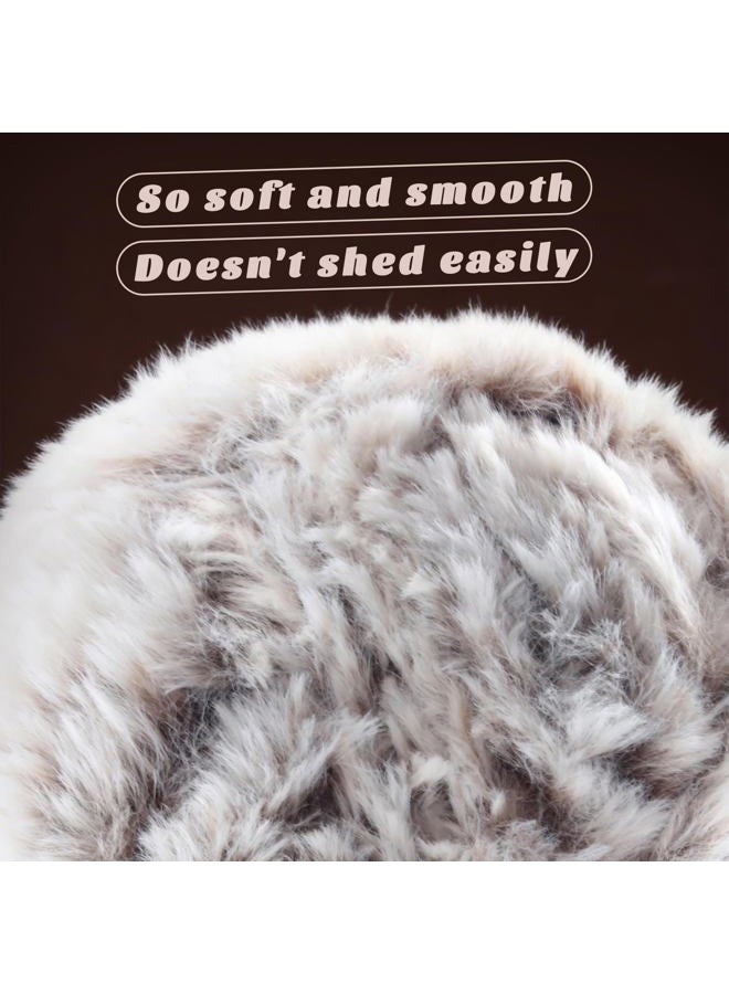 DAERBOF 2 Pack Soft Fur Yarn Fuzzy Fur Yarn Chunky Fluffy Faux Fur Yarn Eyelash Yarn Cream Fur Yarn for Crochet Blanket 71 yds 3.5 Oz Each Skein (Pure White) - Image 3