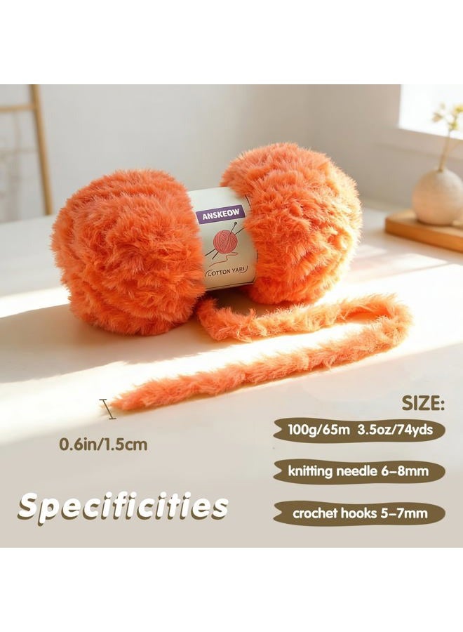 DAERBOF 2 Pack Soft Fur Yarn Fuzzy Fur Yarn Chunky Fluffy Faux Fur Yarn Eyelash Yarn Cream Fur Yarn for Crochet Blanket 71 yds 3.5 Oz Each Skein (Pure White) - Image 2