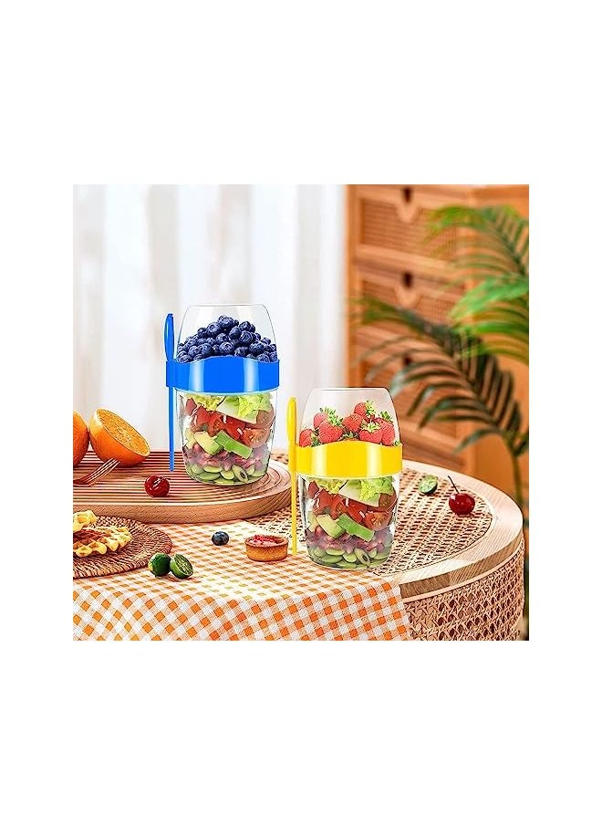 Excefore - On The Go Cups 4Pcs Reusable Yogurt Parfait Cups With Lids And Spoons Colorful Overnight Oats Container Jar With Topping Cereal Containers Salad Containers Dessert Cups(870Ml) - Image 1
