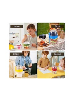 Excefore On The Go Cups 4Pcs Reusable Yogurt Parfait Cups With Lids And Spoons Colorful Overnight Oats Container Jar With Topping Cereal Containers Salad Containers Dessert Cups(870Ml)  - Image 4