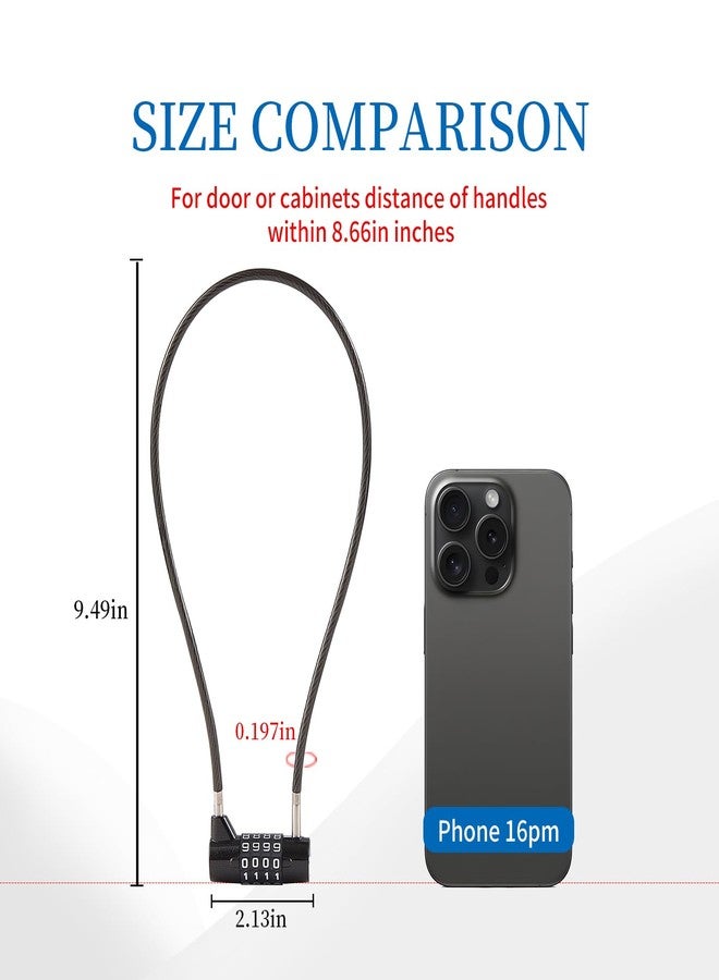 EASTDEER Combination Lock Cable Lock with 4 Digits Cabinet Lock with 9" Durable Cable Ideal for lockers, Gym, gate, Fence, Toolbox, case, hasp Storage and Outdoor（47.6） (9") - Image 2