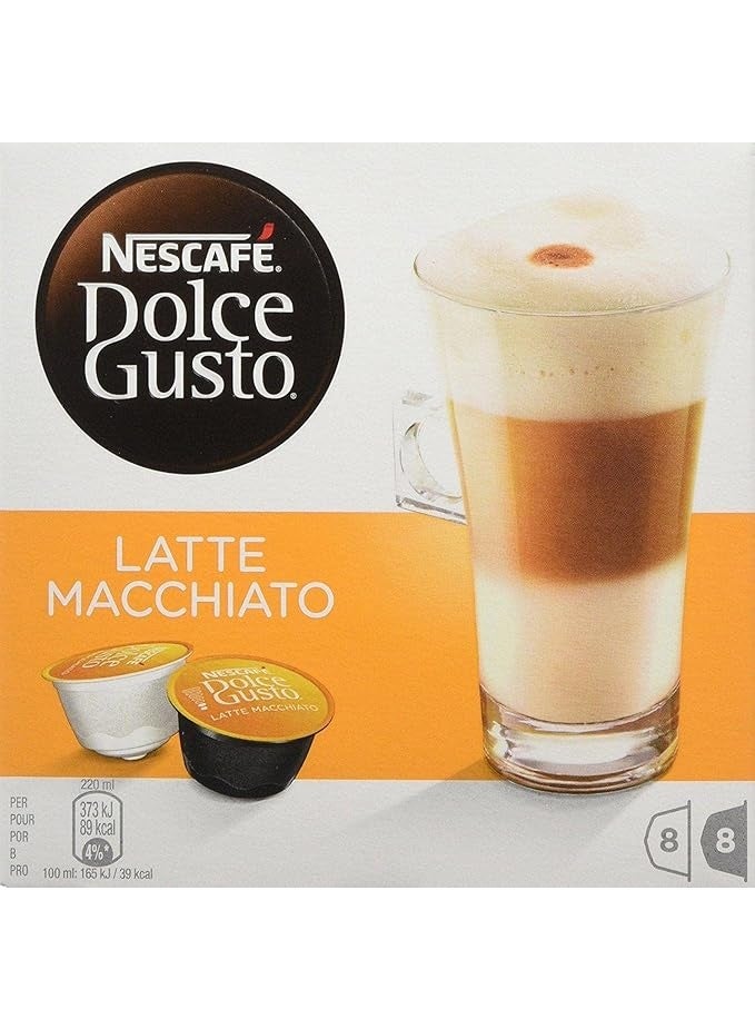 دولسي قوستو دولتشي جوستو كبسولات قهوة لاتيه ماكياتو  من نسكافيه، 16 كبسولة 8 حصص - Image 1