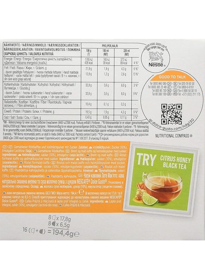 دولسي قوستو دولتشي جوستو كبسولات قهوة لاتيه ماكياتو  من نسكافيه، 16 كبسولة 8 حصص - Image 2