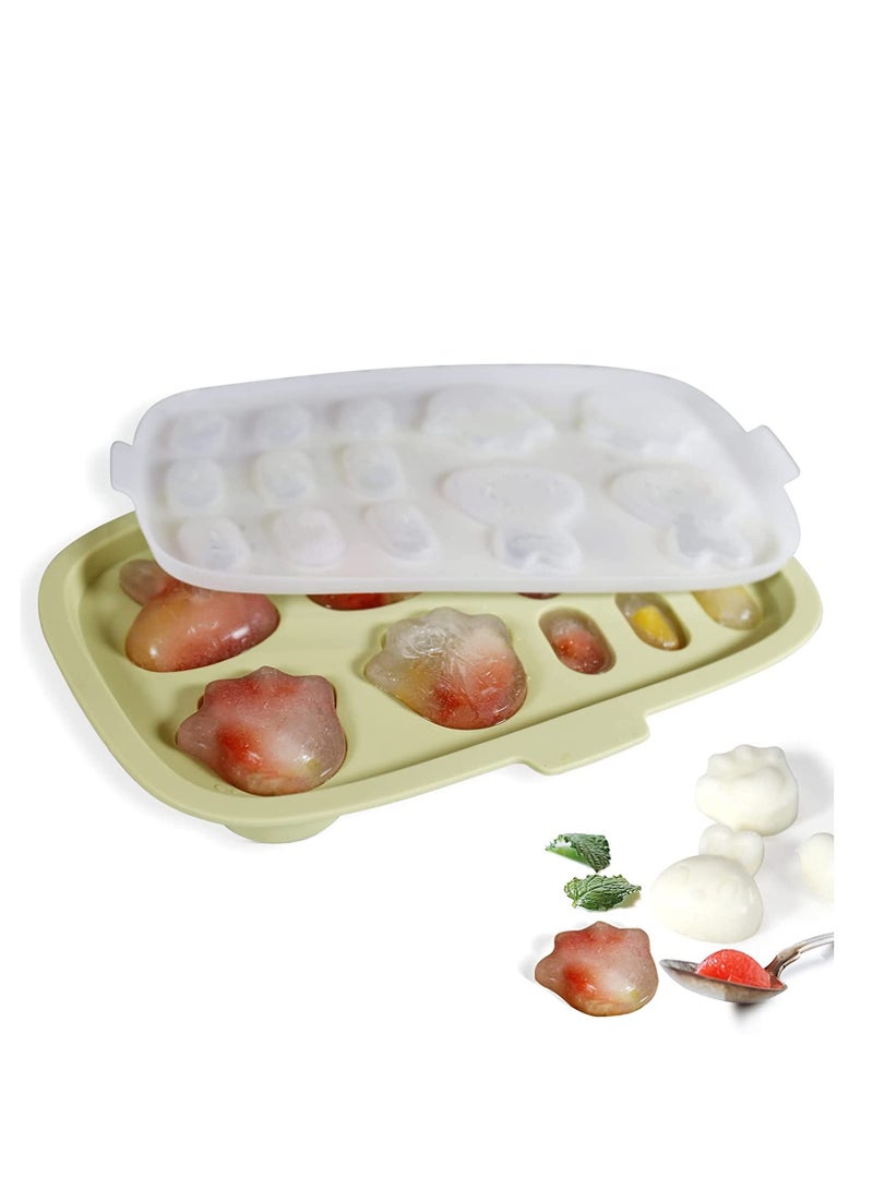 Excefore Baby Food Freezer Tray, Baby Food Storage Containers, Silicone Ice Cube Trays with Lid, Freezer Safe Breastmilk Popsicle Molds for Teething DIY Homemade Baby Food, Vegetable & Fruit Purees - Image 1