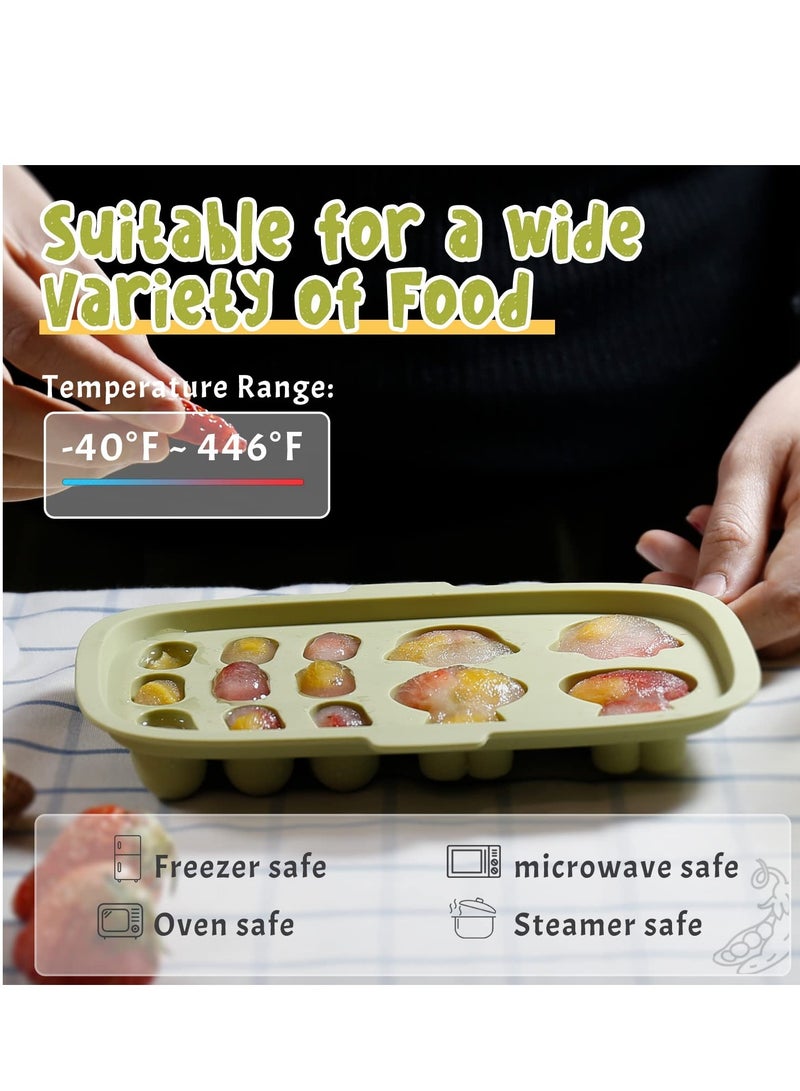 Excefore Baby Food Freezer Tray, Baby Food Storage Containers, Silicone Ice Cube Trays with Lid, Freezer Safe Breastmilk Popsicle Molds for Teething DIY Homemade Baby Food, Vegetable & Fruit Purees - Image 5