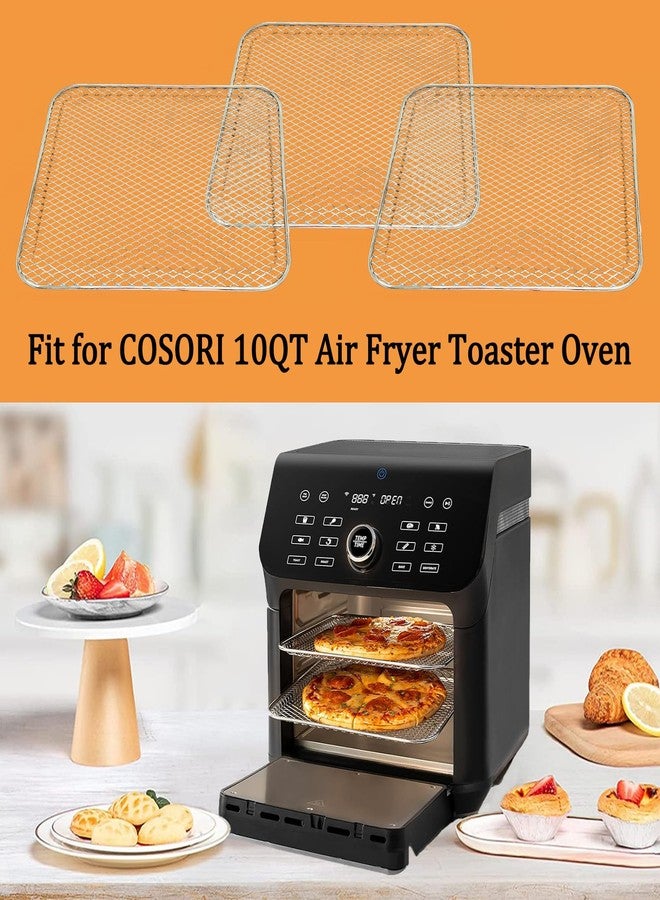 ALJ 3PCS Air Fryer Oven Mesh Rack for COSORI 10QT Air Fryer Toaster Oven, Premium Dehydrator Rack Shelf Grid Grill Pan Crisper Cooking Plate Tray Insert Grate for COSORI Air Fryer, Dishwasher Safe - Image 2