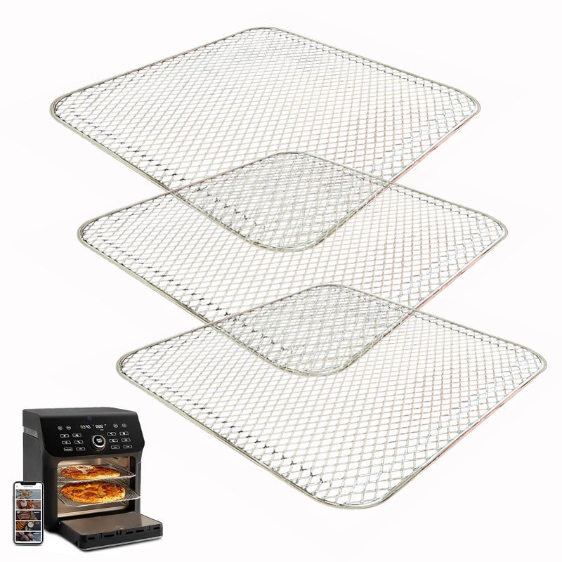 ALJ 3PCS Air Fryer Oven Mesh Rack for COSORI 10QT Air Fryer Toaster Oven, Premium Dehydrator Rack Shelf Grid Grill Pan Crisper Cooking Plate Tray Insert Grate for COSORI Air Fryer, Dishwasher Safe - Image 1