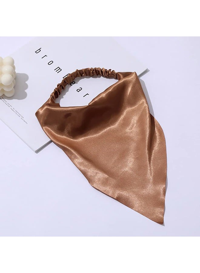 DINPREY Elastic Hair Scarf Headbands Silk Hair Bandanas Scarf Solid Head Kerchief Headbands with Clips for Women (8 Colors Set) - Image 4