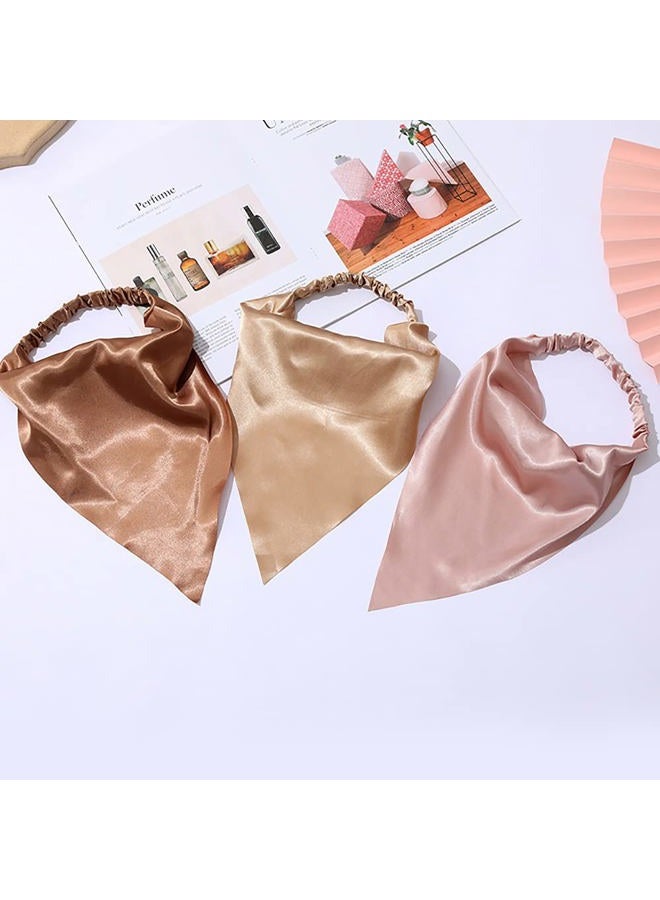 DINPREY Elastic Hair Scarf Headbands Silk Hair Bandanas Scarf Solid Head Kerchief Headbands with Clips for Women (8 Colors Set) - Image 3