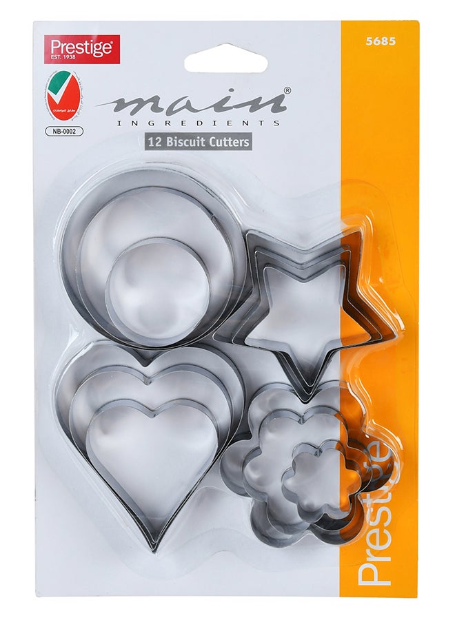 Prestige 12-Piece Assorted Biscuit Cutter Silver - Image 1