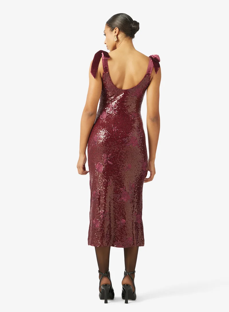 PRETTY LAVISH Romy Tie Sequin Maxi Dress