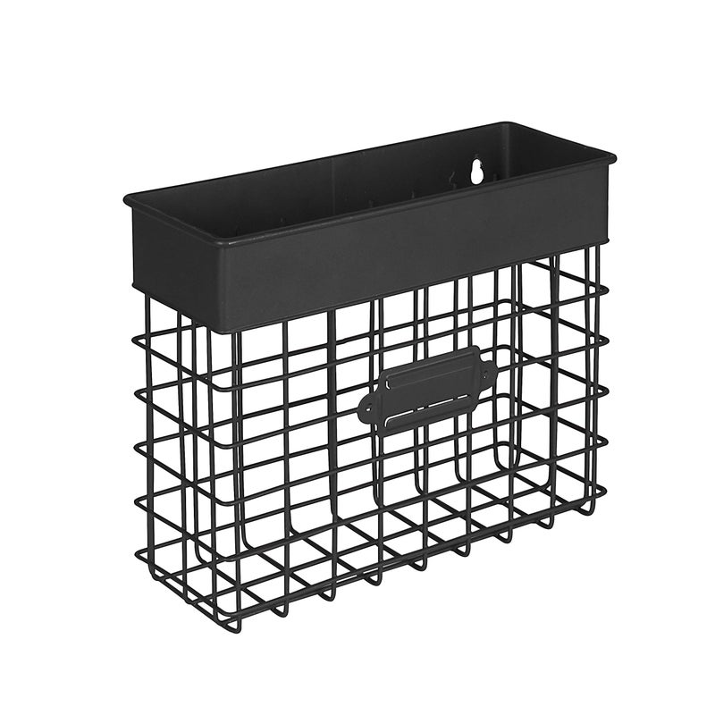 Spectrum Spectrum Diversified Vintage Wall Mount Entryway or Office Bin Desk Paper Folder Document Letter Mail Sorter Step File Organizer Small Black 