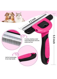 MIU COLOR Pet Grooming Brush, Deshedding Tool for Dogs & Cats, Effectively Reduces Shedding by up to 95% for Short Medium and Long Pet Hair, Hot Pink  - Image 2