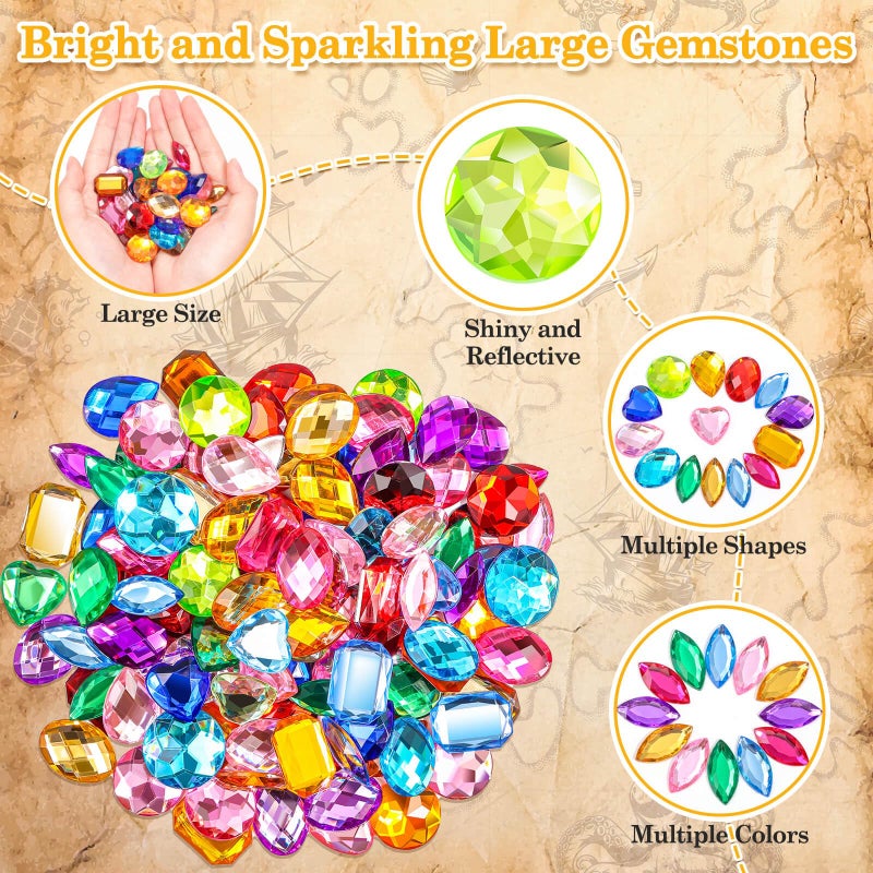 anezus 120PCS Craft Jumbo Jewels, Large Sequins with 2 Pack B7000 Jewelry Glue, Flat Back Craft Gems Rhinestones for Pirate, Fake Gemstones for Fabric, Clothing, Craft, Decoration - Image 5