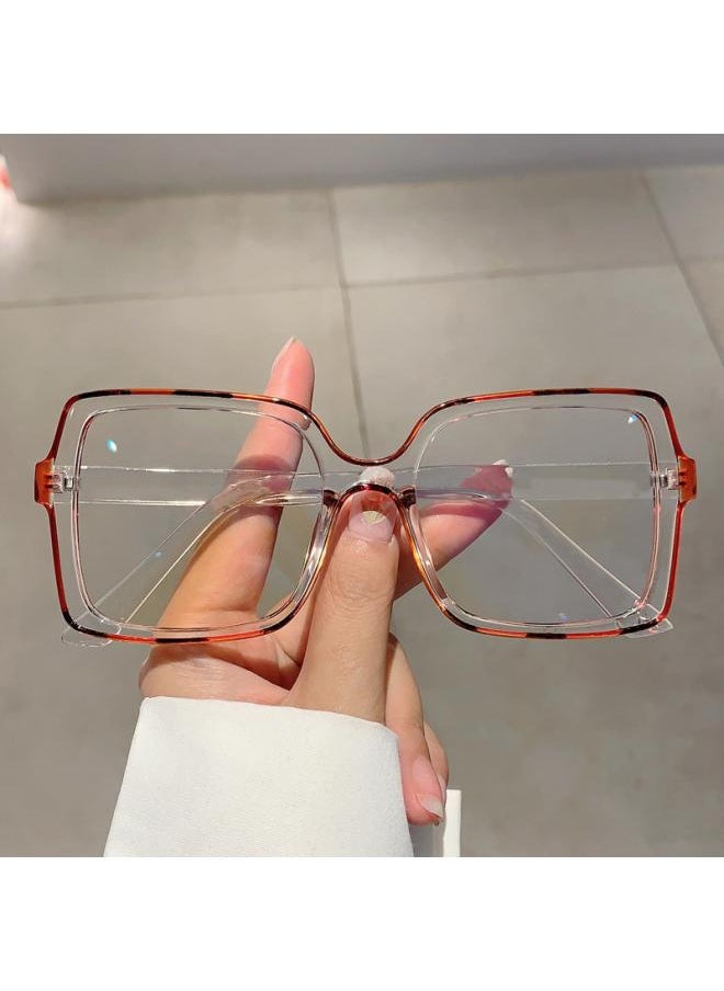 Generic New Retro Box Personalized Contrast Color Plain Mirror European And American Style Trendy All-match Fashion Anti-blue Light Mirror 